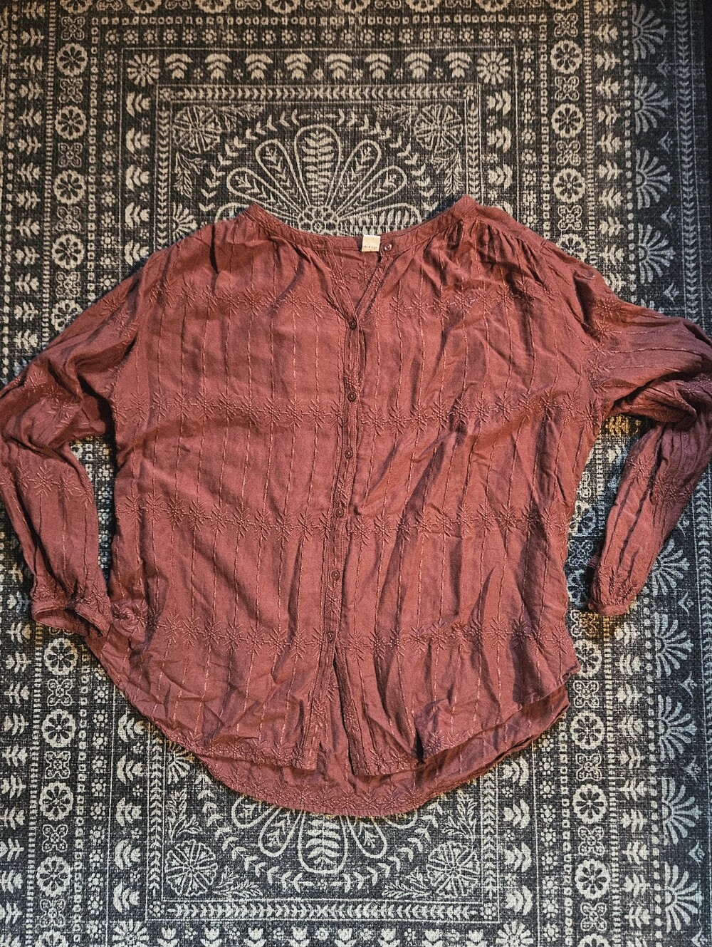 Old Navy Button-Front Long Sleeve Top - Rust